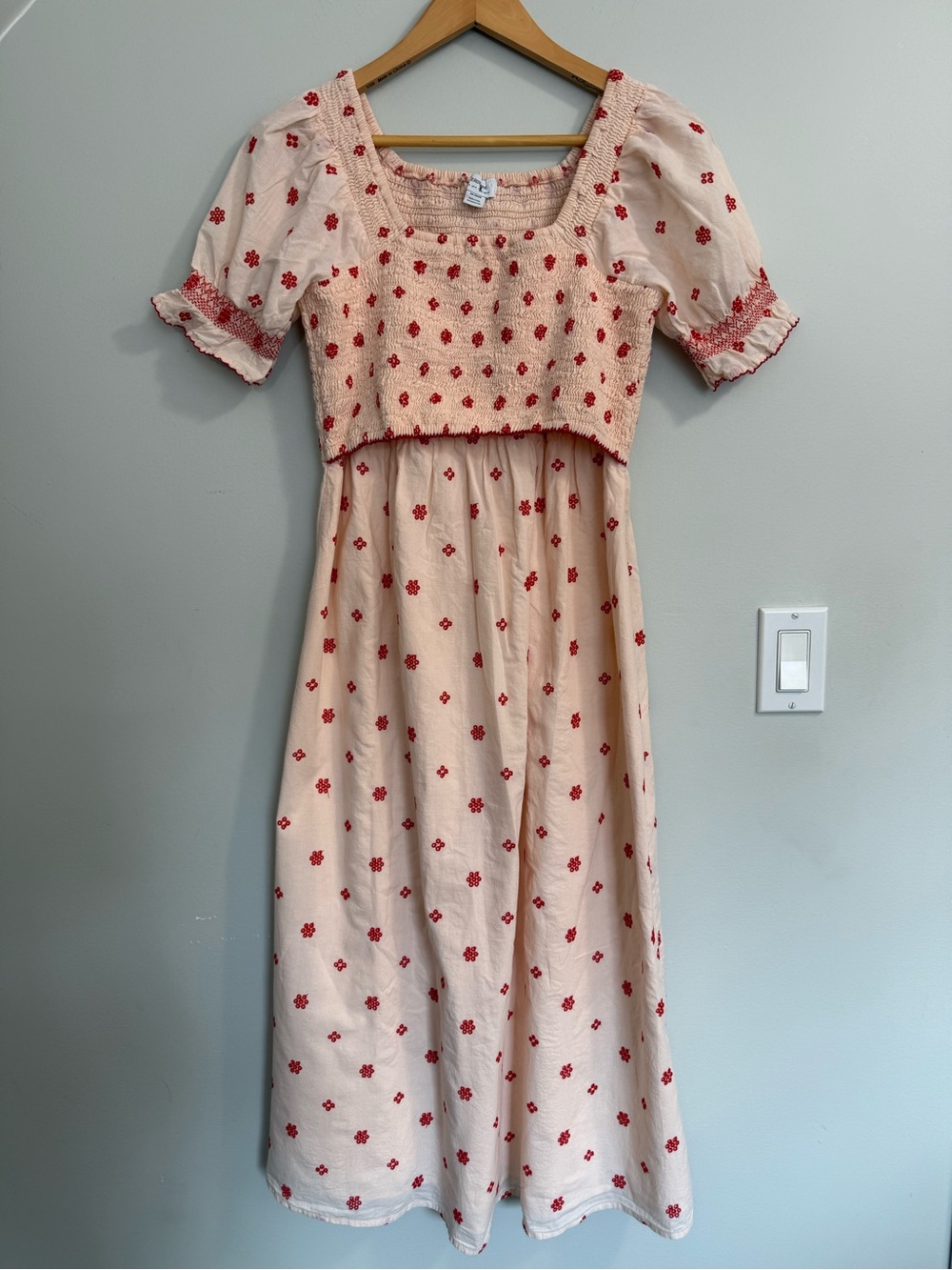 Seraphine Maternity Nursing Postpartum Dress Embroidery Smocked